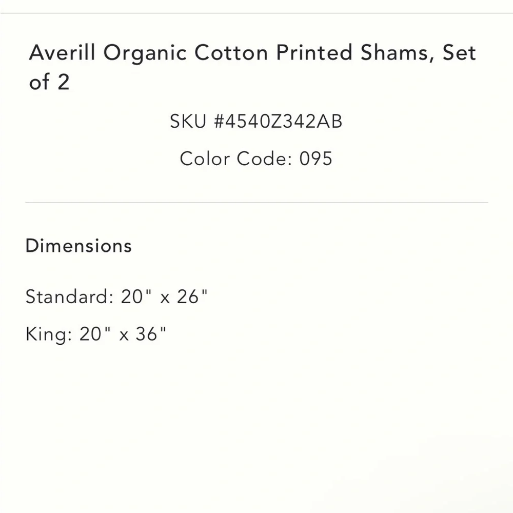 Anthropologie Averill Organic Cotton Printed Shams (1 King & 1 Standard) NEW
